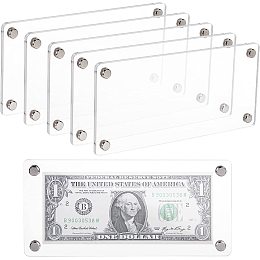 CHGCRAFT 6 Sets Money Holder Acrylic Currency Frame Display Transparent Dollar Bill Frame Clear Dollar Bill Frame Holder for Bill Currency Storage Paper Currency Collection 7.5x3.5x0.1Inch