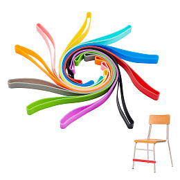 AHANDMAKER 10 Pcs Chair Bands for People with Fidgety Feet, 10 Colors Silicone Bouncy Bands, Fidget Bands for Classroom Chairs, Elastic Bands, Stretch Foot Band, Fits for Sensory Fidget and ADHD