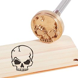 OLYCRAFT Wood Branding Iron BBQ Heat Stamp with Brass Head and Wood Handle for Wood, Leather and Most Plastics - Skull