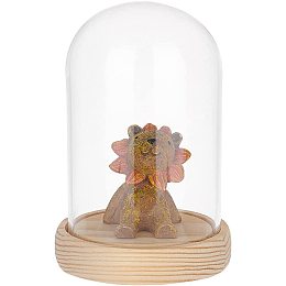 PandaHall Elite Glass Cloche Bell Jar Display Dome Case with Wood Base Glass Decoration Bottles for Plants Flower Display Clay Succulents Storage Home Christmas Party Favor Decoration 3.6x4.3 inch