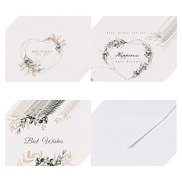 CRASPIRE 60PCS Best Wishes Greeting Cards Happiness Cards Floral 3 Designs Envelopes Included for Weddings, Bridal Showers, Birthday, Anniversary