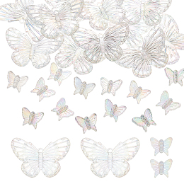 Olycraft Electroplated 3D Resin Pendants, Butterfly, Clear AB, 13~30x16~42x5~6mm, Hole: 1.6~2mm, 130pcs/box