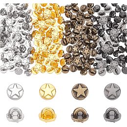 PandaHall Elite 200pcs Star Shank Buttons 4 Colors Sewing Buttons Metal Buttons with Shank Flat Round Buttons Retro Leather Buttons for Jeans Blazers Coats Uniform Suits Jackets Windbreaker