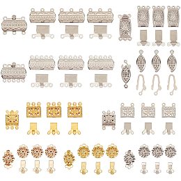 SUNNYCLUE 1 Box 36 Sets 9 Styles Necklace Layering Clasp Multi-Strand Flower Connectors Spacer Slide Clasps Brass Separator for Layered Bracelets Necklaces Jewelry DIY Crafting Supplies