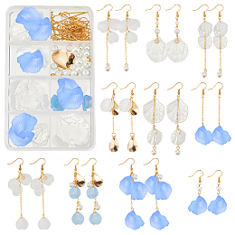 SUNNYCLUE 1 Box DIY 10 Pairs Acrylic Flower Charms Floral 3D Charms Earring Making Kit Calla Lily Charms for Jewelry Making Aqua Blue Starters Beginners Adult Women Instruction