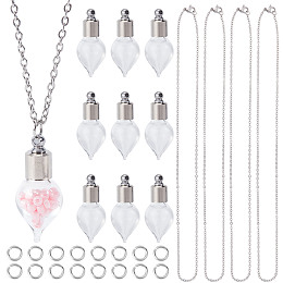 SUNNYCLUE DIY Perfume Bottle Necklace Making Kit, Including Glass Bottle Pendant, 304 Stainless Steel Chain Necklace, Stainless Steel Color, 20Pcs/box