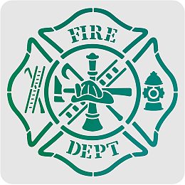 FINGERINSPIRE Fire Department Stencil 12"x12"/30x30cm Maltese Cross Stencil with Fire Hydrant Pattern Reusable Plastic Painting Stencil for Firefighter Department