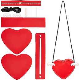 WADORN DIY Leather Crossbody Bag Making Kit, PU Leather Heart Shaped Purse Sewing Pattern Materials Craft Handbag Handmade Stitching Accessories for Women Unique Gift,6.7x7.7 inch, Red