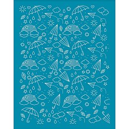 OLYCRAFT 4x5 Inch Umbrella Clay Stencils Rainbow Silk Screen for Polymer Clay Rain Cloud Silk Screen Stencils Mesh Transfer Stencils Mesh Stencil for Polymer Clay Jewelry Making