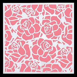 GORGECRAFT 6x6 2Pcs Large Rose Stencils Floral Design Stencil Roses Flower Reusable Plastic Templates Drawing for Wall Painting Drawing Stencil Set Wood Tools Cloth Home Decor