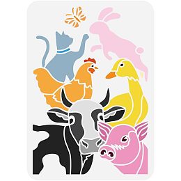 FINGERINSPIRE Farm Animals Painting Stencil 8.3x11.7inch Country Animals Stencil Cow Pig Duck Chicken Rabbit Cat Butterfly Pattern Stencil Animal Theme Stencil for Painting on Wall Wood DIY Home Decor