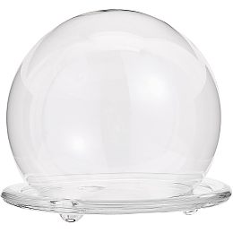 CHGCRAFT Round Shape Glass Cloche Globe Display Dome Cover Terrarium with Glass Base Decorative Display Case for Eternal Flower Plant Garage Kits Display, 5.1x4.7inch