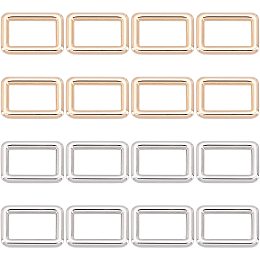 CHGCRAFT 16Pcs 0.94inch Rectangle Rings Buckle Metal Round Rectangular Loop Webbing Square Buckle Platinum and Light Gold for Bag Belt Strap, Platinum and Light Gold