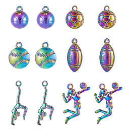 CHGCRAFT 12Pcs 6Style Sports Pendants Ball Game Sports Charms Plated Alloy Pendants Ball Charms DIY for Jewelry Making Necklace