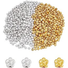 DICOSMETIC 600Pcs 2 Colors Flower Spacers Beads Alloy Flower Charm Beads 5mm Floral Loose Beads Tibetan Style for DIY Jewelry Making, Hole: 1mm