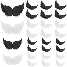 PandaHall Elite 24pcs 3D Plastic Angel Wings for Crafts, Mini Angel Wings Ornaments Christmas Tree Decorations for DIY Crafts Costume Christmas Party Favor Home Decor, Black & White