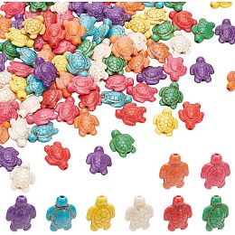 NBEADS About 88 Pcs Turtle Beads, Tortoise Turquoise Bead Strands 4 Strands Turtle Charms Gemstone Stone Spacer Beads for Jewelry Making DIY Bracelet Necklace, Mixed Color