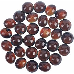 SUNNYCLUE 1 Box 30Pcs Glass Cabochons 12mm Round Flat Back Cabochons Oval Mood Charms Changing Color by Temperature Sensing Dome Flatbacks for Jewelry Making No Hole Beads Earrings Finger Rings Craft