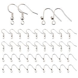 PandaHall Elite Earring Hooks, 40pcs Ear Wire with Rhinestone Tray Brass Earring Making Supplies Fish Hooks Jewelry Earring Findings for Women Lady Earring Jewelry Making 2 Styles