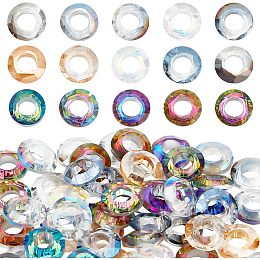 PandaHall Elite 60pcs Circle Crystal Beads, 15 Colors Ring Shaped Glass Cabochons Circle Ring Beads Faceted Nail Art Decoration Accessories for Necklace Bracelet Earrings Jewelry Craft Making