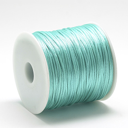 Honeyhandy Nylon Thread, Rattail Satin Cord, Light Sea Green, about 1mm, about 76.55 yards(70m)/roll