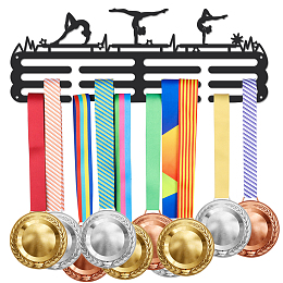 SUPERDANT Gymnastics Medal Holder with ECG Shapes Medals Display Iron Wall Mounted Hooks Medal Rack Display Competition Medal Holder Display Wall Hanging for Over 60 Medals