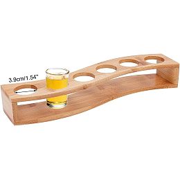 NBEADS 6 Shot Glass Holder, Shot Glass Tray Bamboo Shot Glass Serving Tray Shot Glass Storage Shot Glass Display Bar Accessories for Wine Glasses Water Planting Tube Crystal Ball, Hole: 1.53 Inch