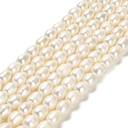 Honeyhandy Natural Cultured Freshwater Pearl Beads Strands, Rice, Grade 3A, White, 7~8x6~7mm, Hole: 0.6mm, about 45pcs/strand, 13.78''(35cm)