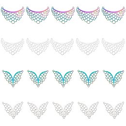 DICOSMETIC 40Pcs 4 Style Stainless Steel Chandelier Component Link Mixed Shape Filigree Connectors Rainbow Color Etched Metal Embellishments for Bracelet Necklace Earrings Making