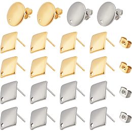 UNICRAFTALE 100pcs(50pairs) Flat Round Stud Earring Findings Stainless  Steel Stud Earring 0.8mm Pin Golden Earring Stud Components Earring Posts  for Earring Findings Making 8mm, Hole 1mm 