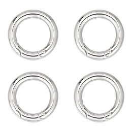 Unicraftale 4Pcs 304 Stainless Steel Spring Gate Rings, for Keychain, Round Ring, Stainless Steel Color, 7 Gauge, 20x3.5mm