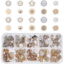 Pandahall Elite 100pcs 10 Style Faux Pearl Buttons Sewing Crafts with Shank Cover Up Buttons Half Ball Pearl Buttons for Clothes Shirts Suits Coats Sweaters, 10~13mm