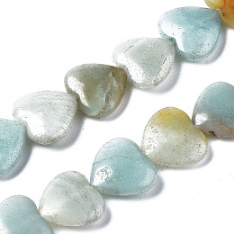 Honeyhandy Natural Amazonite Beads Strands, Heart, 17~18x17.5~18.5x5~6.5mm, Hole: 0.6mm, about 24pcs/strand, 15.43 inch(39.2cm)