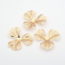 Honeyhandy 3-Petal Flower Rack Plating Iron Bead Caps, Light Gold, 46x47x0.3mm, Hole: 2mm