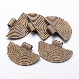 Honeyhandy Tibetan Style Alloy Pendants, Half Flat Round, Antique Bronze, Lead Free and Cadmium Free, 23x34mm, Hole: 3.5mm