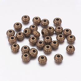 Honeyhandy Tibetan Style Alloy Beads, Rondelle, Antique Bronze, Lead Free & Cadmium Free, 6x4.5mm, Hole: 1.5mm