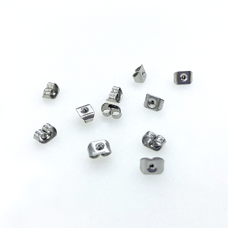 ARRICRAFT 100 Pcs 5x3.5x2mm Earrings Findings Original Color Stainless Steel Earnuts, Hole: 1mm by Earring Settings