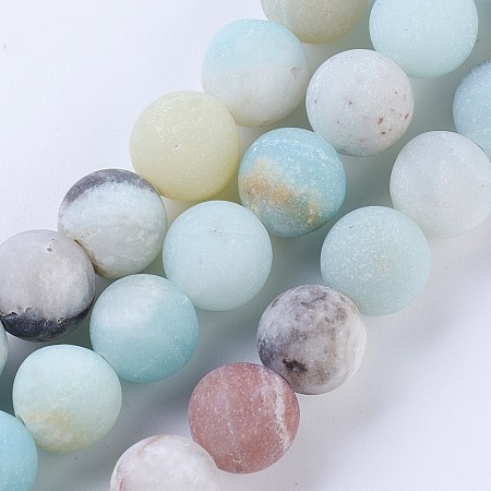 Arricraft Frosted Natural Amazonite Round Bead Strands, 8~8.5mm, Hole: 1mm, about 47pcs/strand, 15.5 inches