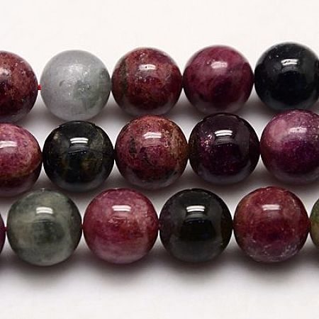 ARRICRAFT Natural Tourmaline Beads Strands, Round, Purple, 4mm, Hole: 0.8mm, about 96pcs/strand, 15