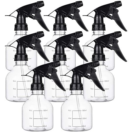 BENECREAT 8 Pack 8.5oz Large Plastic Spray Bottles Heavy Duty Spraying Bottles with Measurement and Black Trigger Sprayers for Cleaning Liquids, Kitchen, Bath