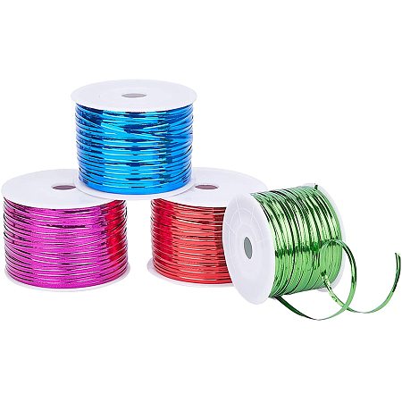 NBEADS 4 Rolls Metallic Wire Twist Ties, 4mm Plastic Twist Ties Bag Ties Decorative Twist Ties for Candy Bread Bag Tie, 100yards/roll