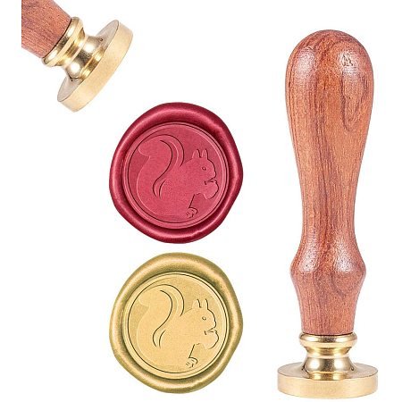 CRASPIRE Wax Seal Stamp, Wax Sealing Stamps Squirrel Vintage Wax Seal Stamp Retro Wood Stamp Removable Brass Seal Wood Handle for Wedding Invitations Embellishment Bottle Decoration Gift Packing