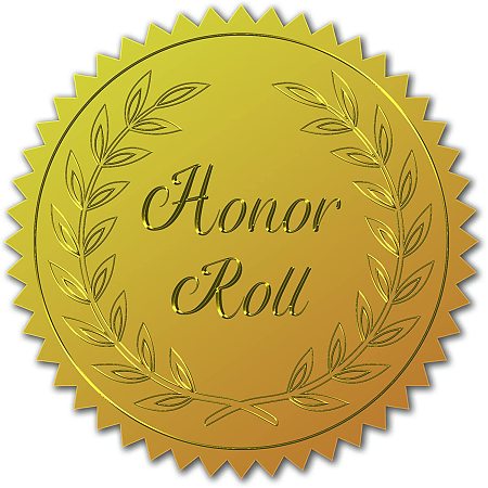 CRASPIRE 100pcs Gold Foil Certificate Seals Olive Leaf Embossed Gold Certificate Seals Honor Roll 2