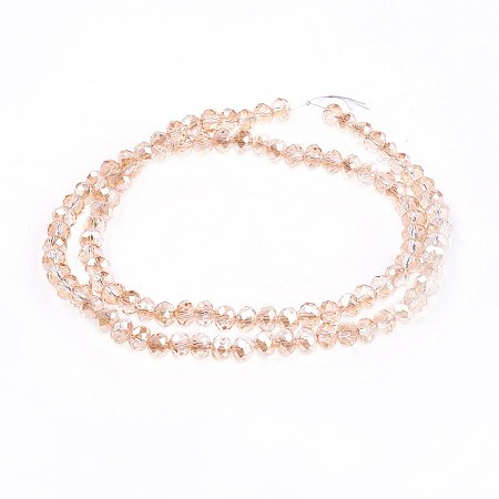 NBEADS 10 Strands Faceted Abacus PaleGoldenrod Electroplate Glass Beads Strands With 6x4mm,Hole: 1mm,About 100pcs/strand