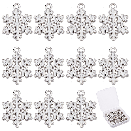 SUNNYCLUE 1 Box 40Pcs Alloy Enamel Snowflake Charms Winter Theme Christmas Dainty Dangle Pendants Bulk for Jewelry Making Charms Necklace Bracelet Ankle Earring DIY Crafting Finding Accessories