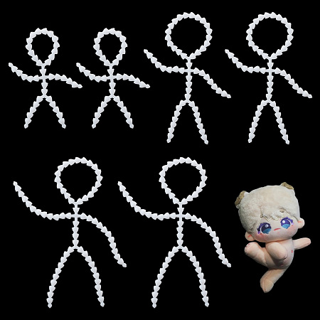 PandaHall Elite 6pcs Body Joint Skeleton, 3 Style Plastic Action Figure Movable Skeleton with Sound Puppet Body Figure Frame Full Body Model for Teddy Bear Making DIY Crafts, Figure Making Supplies