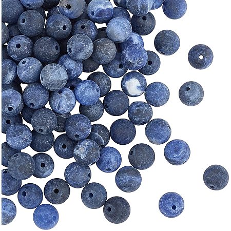 OLYCRAFT 100pcs 8mm Natural Blue-Vein Stone Beads Sodalite Beads Round Loose Gemstone Beads Energy Healing Stone for Bracelet Necklace Jewelry Making