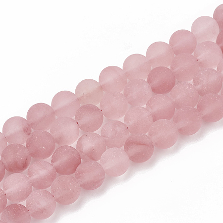 Honeyhandy Cherry Quartz Glass Beads Strands, Frosted, Round, 6mm, Hole: 1mm, about 63pcs/strand, 15.5 inch