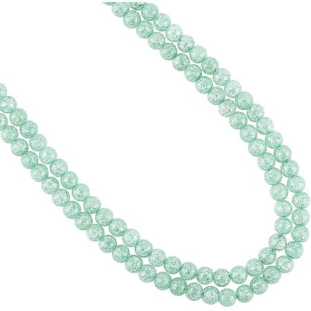 Arricraft About 100 Pcs 8mm Round Stone Beads, Synthetic Crackle Quartz Beads, Gemstone Loose Beads for Bracelet Necklace Jewelry Making ( Hole: 1mm )