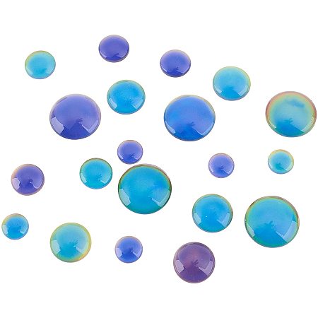 PandaHall Elite 20 pcs 4 Sizes Flat Round Glass Cabochons, 8 10 12 16mm Temperature Sensing Color Changing Cabochon Beads for Pendants Earrings Bracelet Jewelry DIY Craft Making